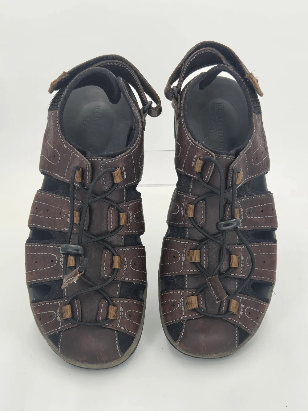 Clarks Brixby Cove Fisherman Men's Brown Leather Closed-Toe Sandals Size 9